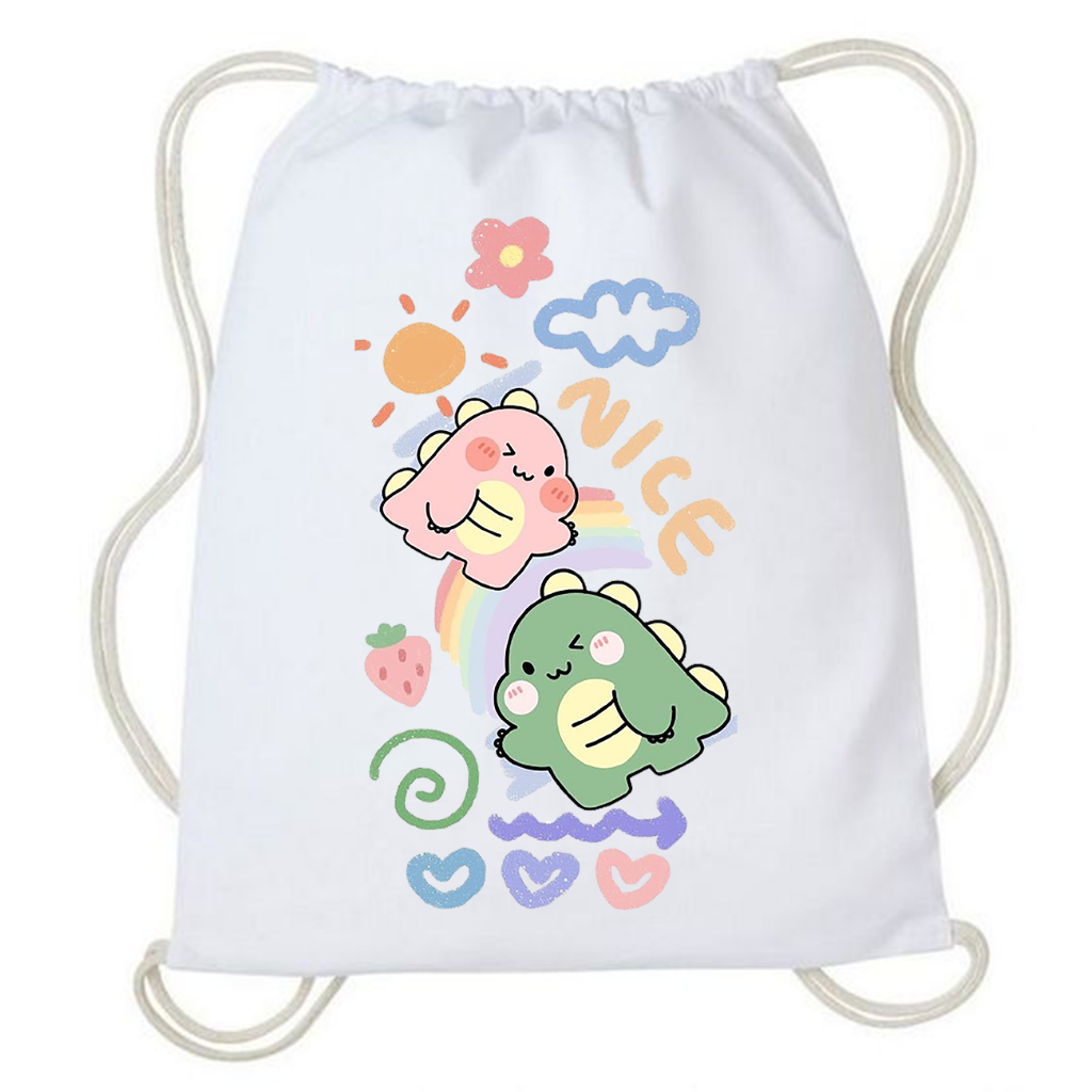 Tas Serut - Stringbag Kanvas Cute Dino Unisex