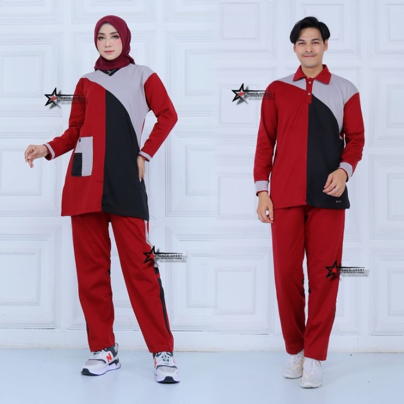 Setelan Baju Senam Muslimah Pria dan Wanita // setelan baju olahraga senam muslimah
