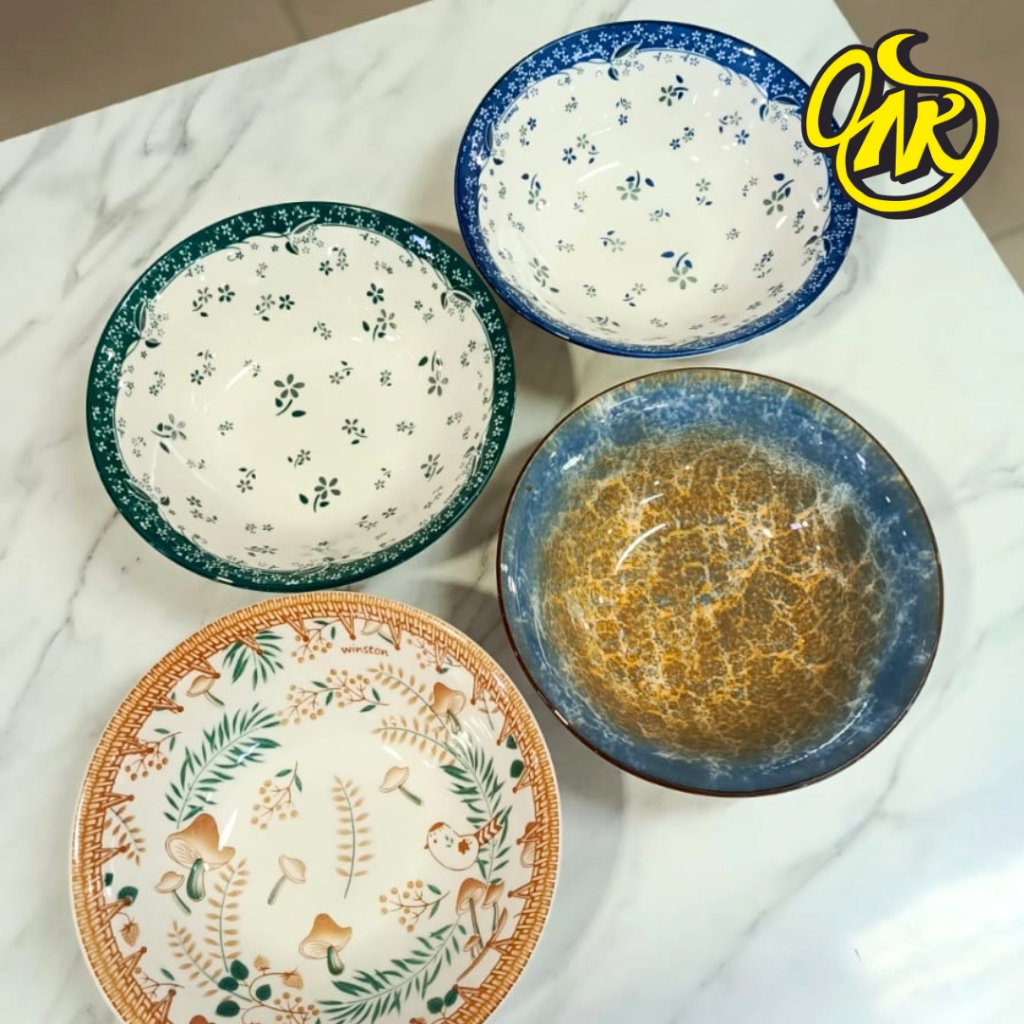 Mangkok Keramik Motif Daun Bunga Mangkok Keramik Cantik