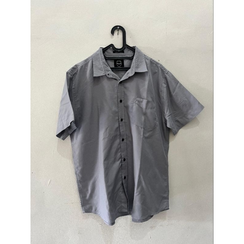 kemeja police denim abu muda