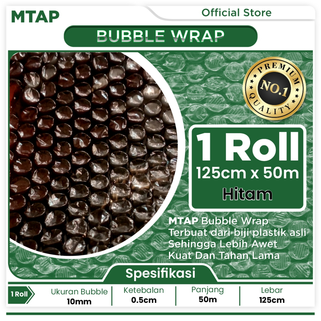 

MTAP Bubble Wrap HITAM Plastik Packaging 125cm x 50m Original