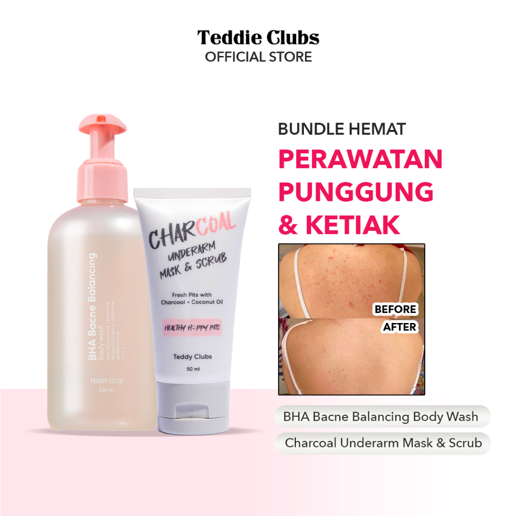 [READY STOCK] [BUNDLE HEMAT] Teddy Clubs Body Wash + Underarm Charcoal Mask & Scrub | Perawatan Pung