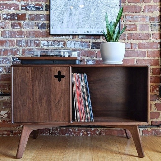 Rak Vinyl / Rak piringan Hitam Kayu jati / Record Box Stand -19