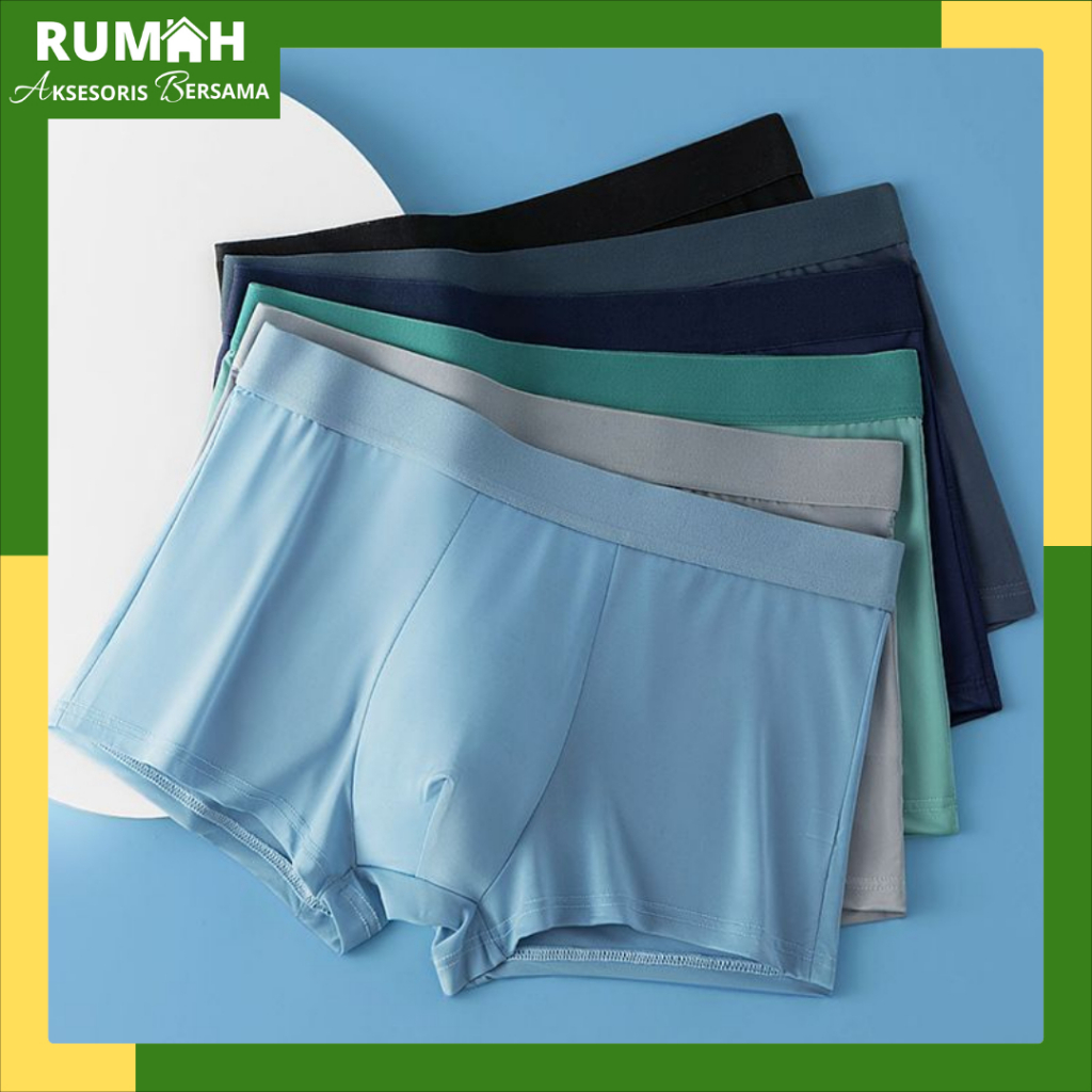 RAB BX640 Boxer Pria Polos Celana Dalam Pria bahan katun Pinggang Karet