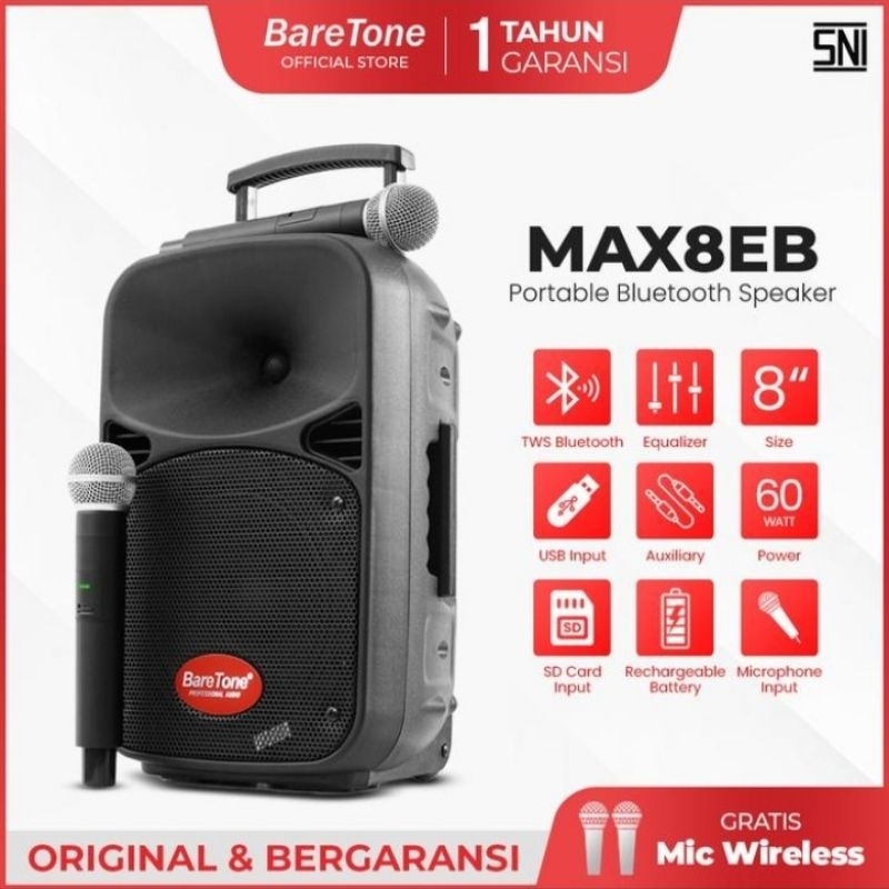 Speaker aktif baretone max8eb speaker portable baretone max 8eb max 8 eb