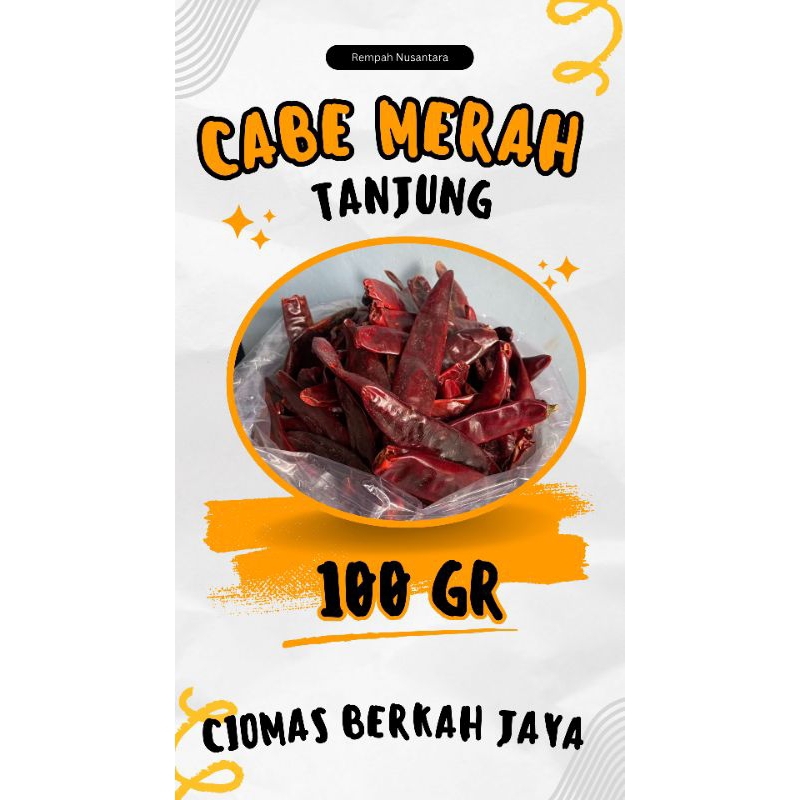 

Cabe Tanjung Merah Besar 100gr Cabai Kering Tanjung Bumbu Memasak/ Cabai Rempah Bumbu Di Dapur