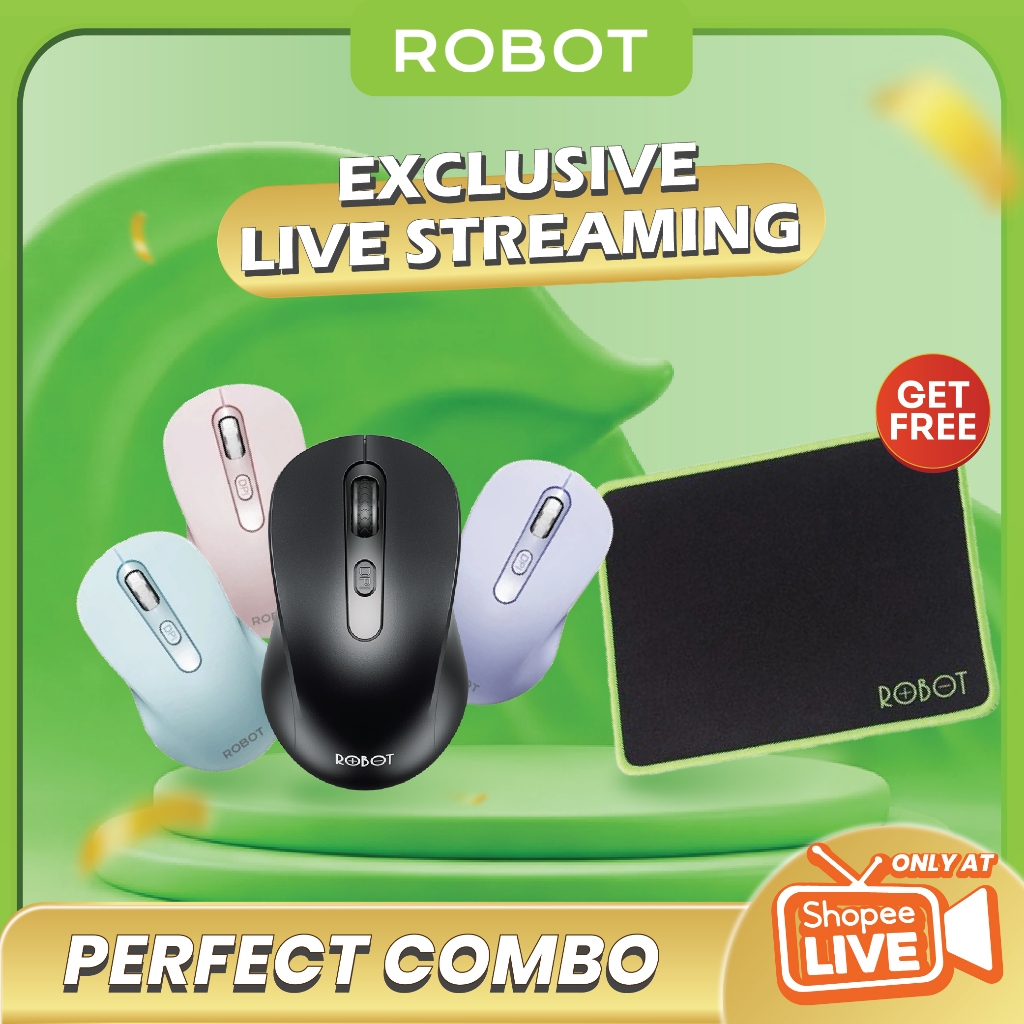 [FOR LIVE] FREE MOUSE PAD ROBOT Mouse Wireless M206 2.4GHz Optical 1600DPI Kursor Akurat Gaming - Ga