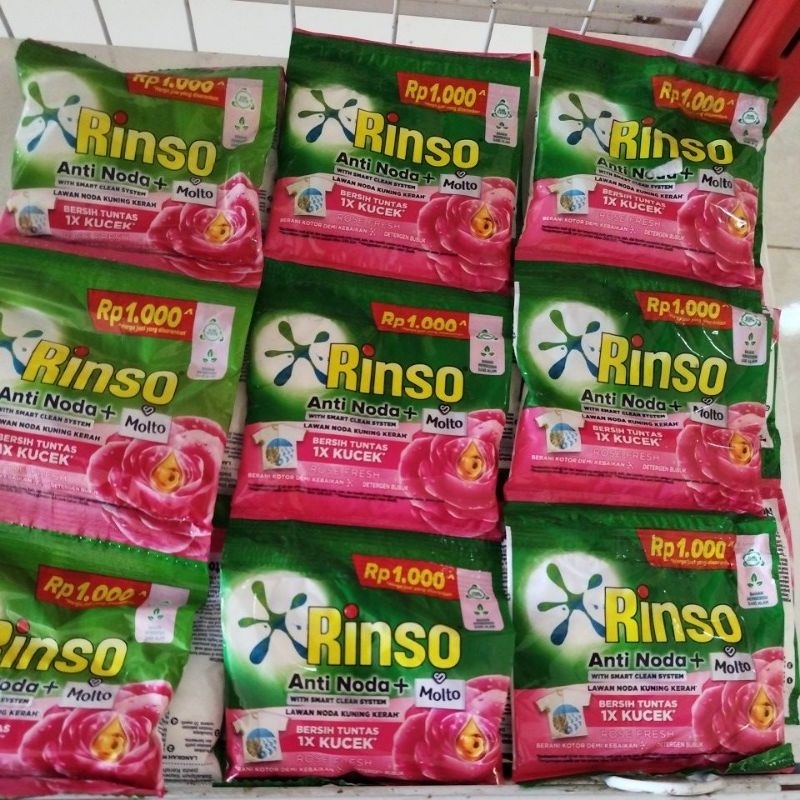 Rinso Anti Noda Rencengan Isi 6, Detergen Rinso Anti Noda 40 gram