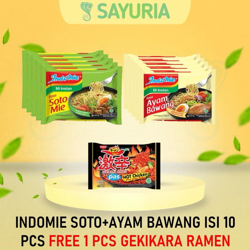 

INDOMIE SOTO + AYAM BAWANG FREE 1 PCS GEKIKARA RAMEN