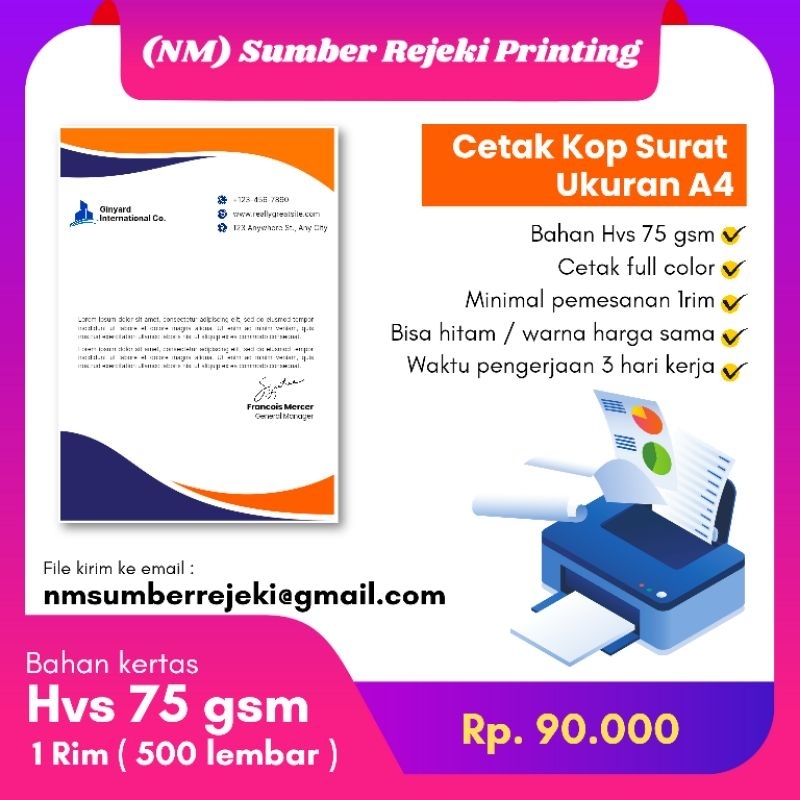 

Cetak Kop Surat Ukuran A4 bisa Custom Design