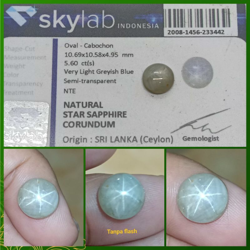Natural Star Sapphire Ceylon 5,6 ct NTE memo SKYLAB Safir Srilanka