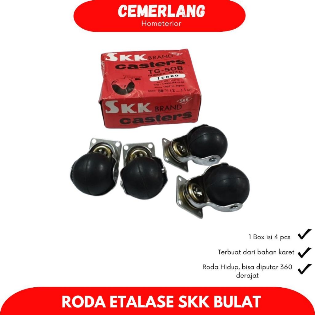 Roda Bulat 2in Roda Lemari Etalase SKK