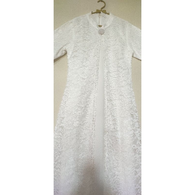 GAMIS ABAYA PUTIH TULANG BROKAT