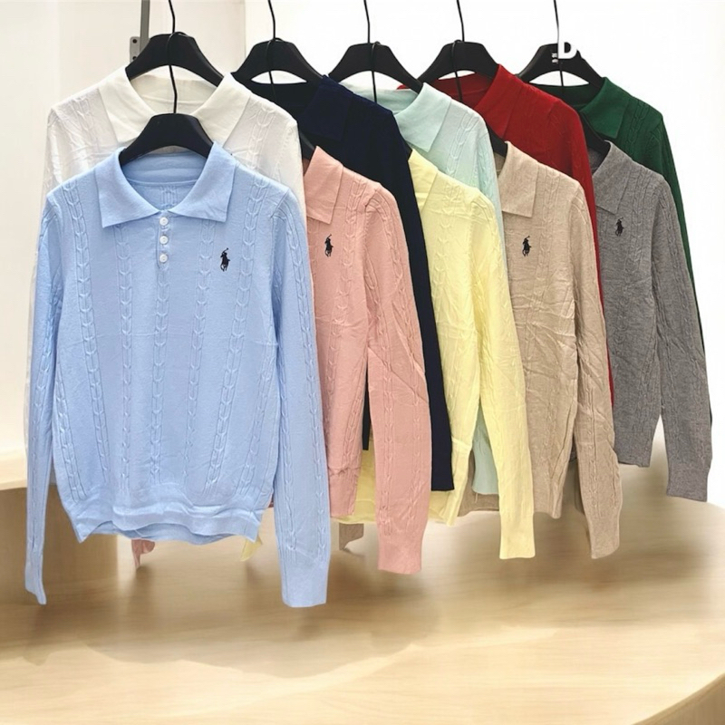DUCKYDUCK- Blouse Polo Rajut Premium BKK | Sweater Polo Ralph Lauren Lengan Panjang  Wanita
