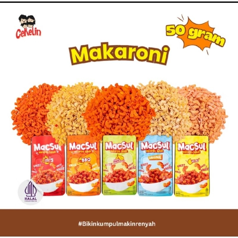 

cekelin cemilan makaroni banyak variasi (5pcs free ganci/ikat rambut)