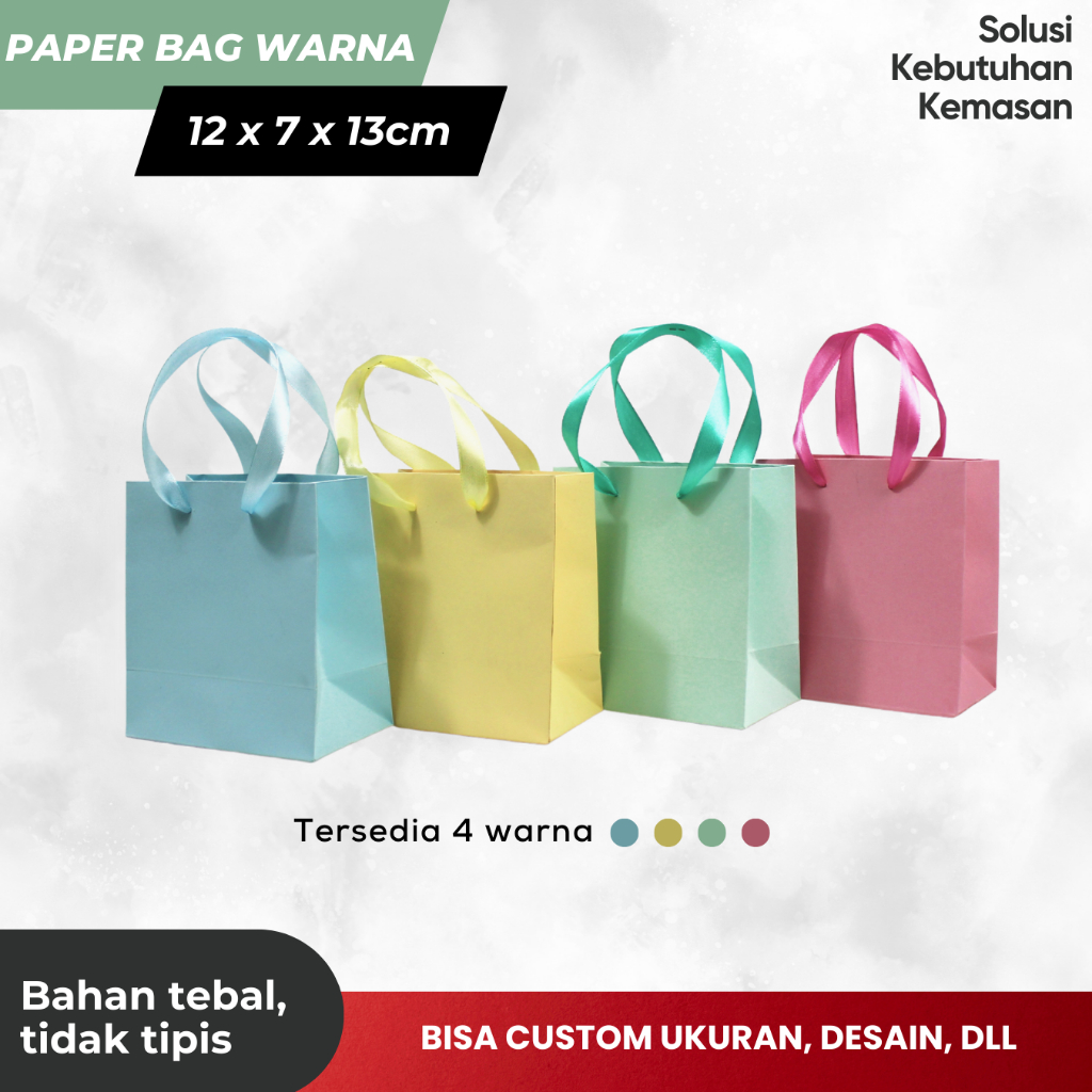 

Paper Bag Warna / Paperbag / Tas Kertas size S ukuran 12 x 7 x 13CM