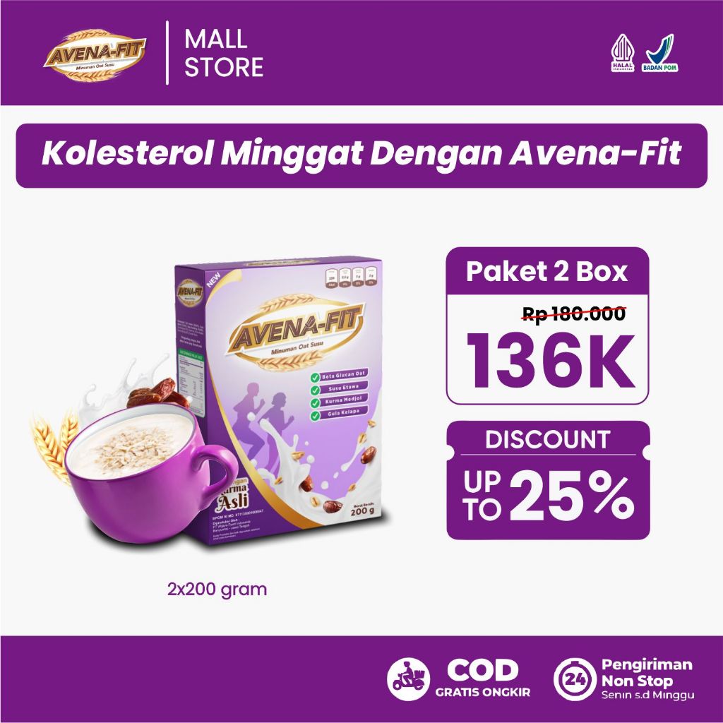 

Avena Fit Paket 2 BOx - Susu Sereal Oat Solusi Ampuh Turunkan Kolesterol