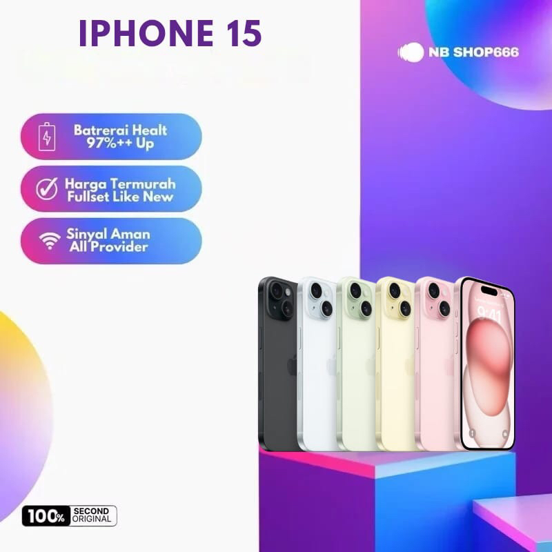 IPHONE 15Plus  IPHONE 15 Second 128GB 256GB 512GB Fullset Mulus