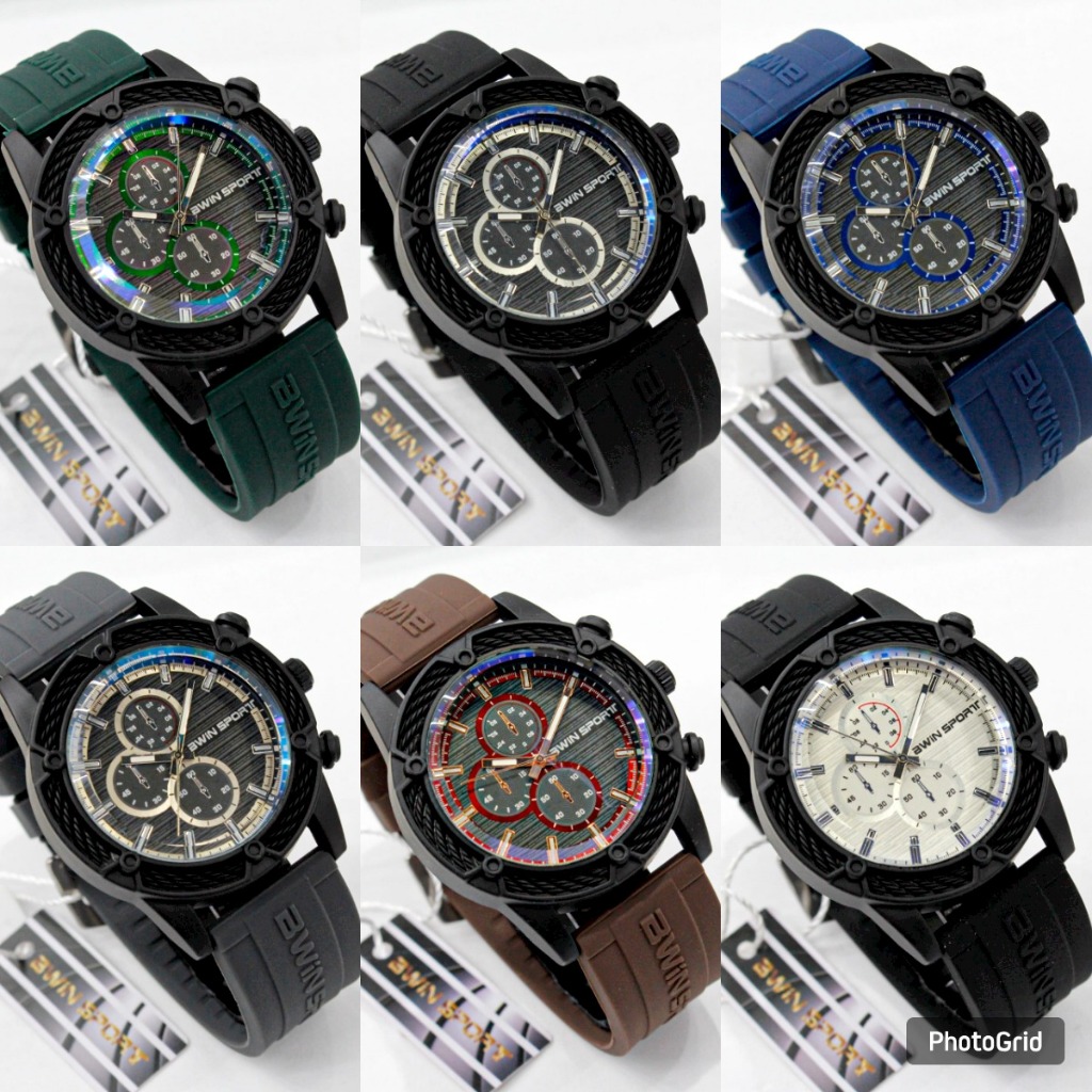 Jam Tangan Pria Casual BWIN SPORT B1300 rubber original