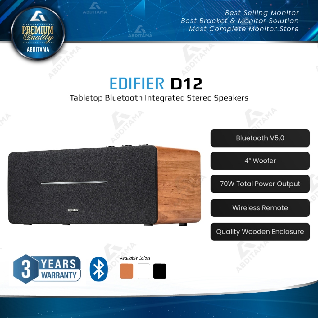 Speaker Tabletop EDIFIER D12 Portable Bluetooth Speaker Driver 2 Woofer 4inch + 2 Tweeter 19mm RMS 7