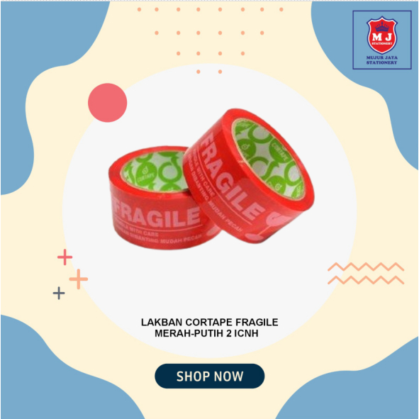

LAKBAN OPP TAPE SOLASI CORTAPE FRAGILE PUTIH MERAH 2 INCH 48 MM