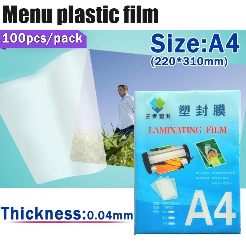 

100 PCS / Pack Ukuran A4 Film Laminating PET EVA Untuk Mesin Laminating
