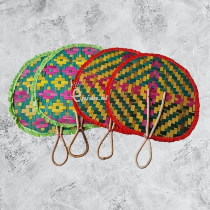 Kipas Tangan Bambu Anyam Bulat Jumbo/ Kipas Tangan Bambu Vintage/ Kipas Sate