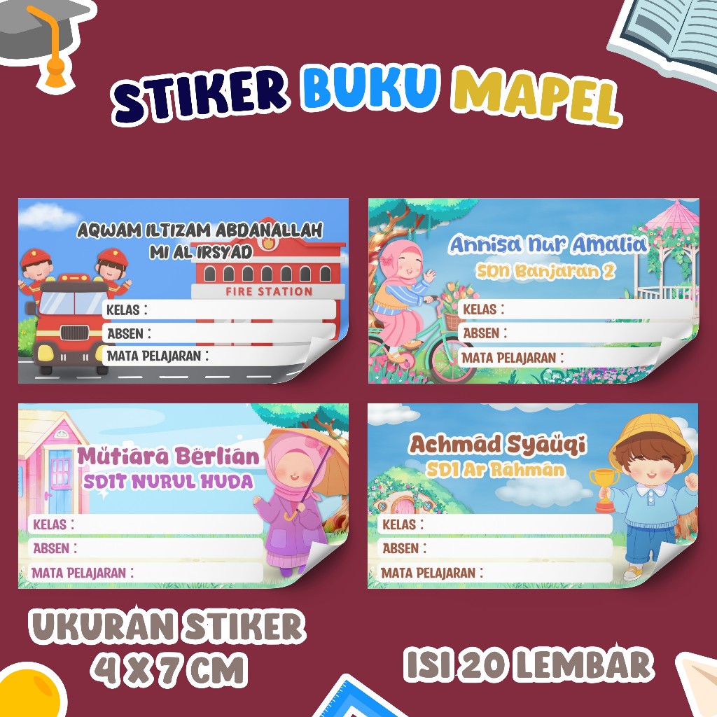 

[20 pcs] Stiker Label Nama Buku Pelajaran Mapel