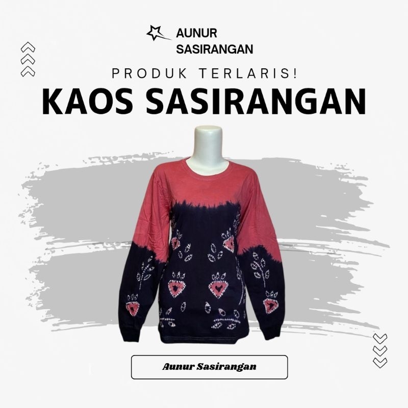 KAOS SASIRANGAN Lengan Panjang Bahan COTTON COMBED Pria & Wanita