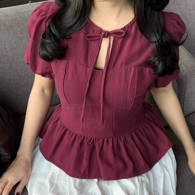 WATASHI || YUNA TOP || Atasan linen, Top linen, Blouse linen