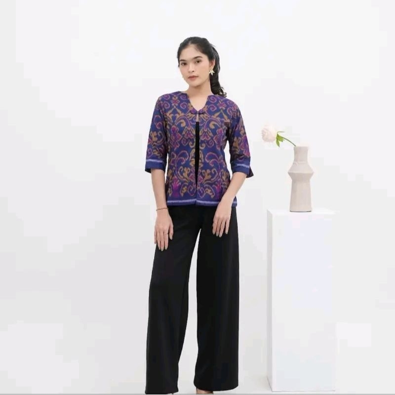 Outer Endek Bali Murah Elegan / Atasan Kantor Tenun Wanita / Baju Dinas Kantor Terbaru / Blazer Tenu