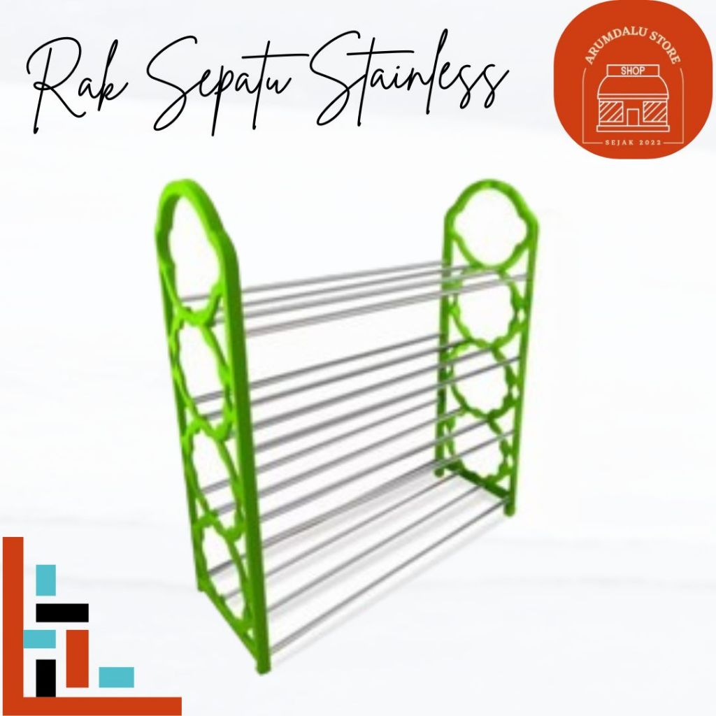CH828 RAK SEPATU STAINLESS WARNA 4 SUSUN