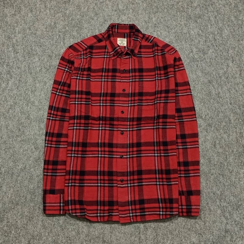 Kemeja flanel pria lengan panjang GIORDANO size L second