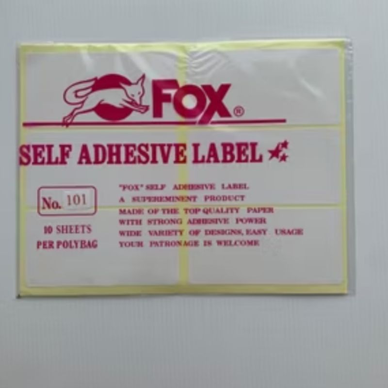 

Kertas Label Sticker Fox no.101 (harga per lembar isi 6 label)