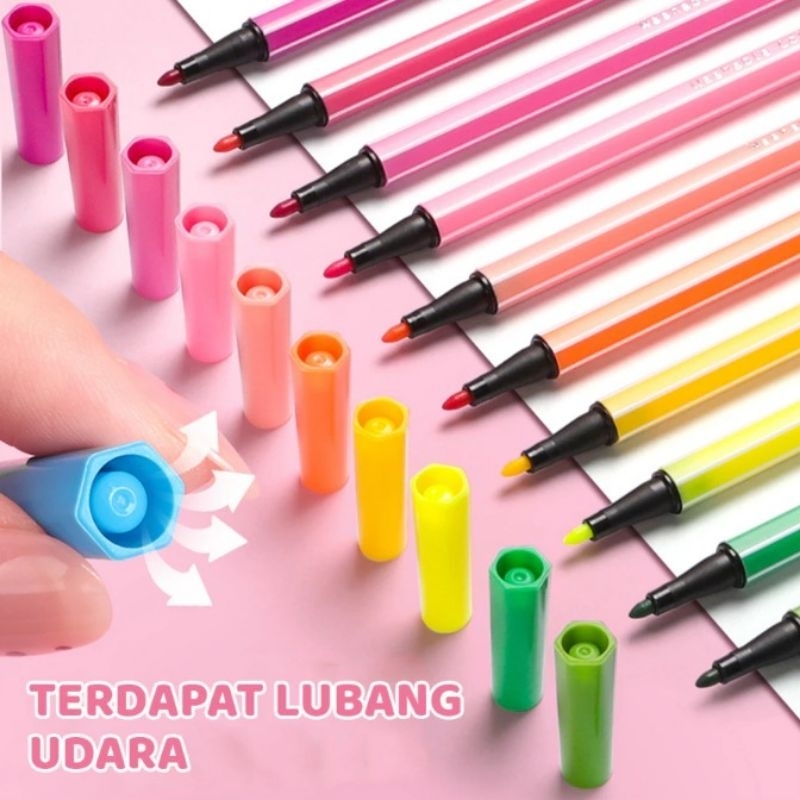 

Spidol Warna Warni 1 Set Hexagonal Watercolor Marker Pen 12 Warna Stationery