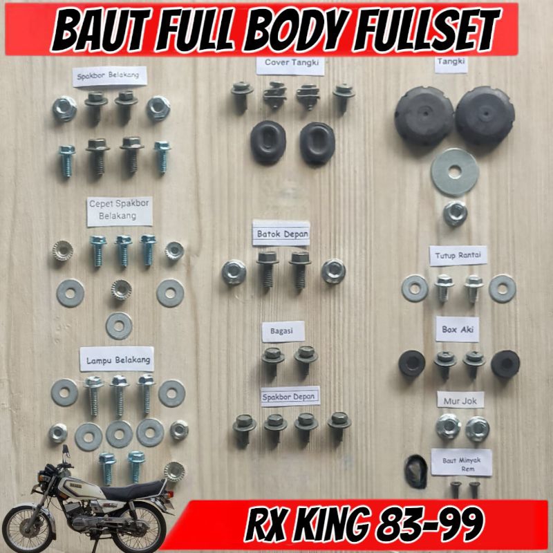 Baut Full Set Cover Body Yamaha RX-KING 135 1983-1999 / Baut Full Body Yamaha RX-King 1983-1999 Leng