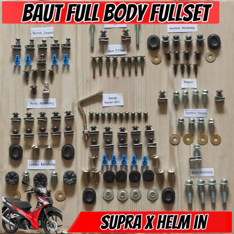 Baut Full Set Cover Body Honda Supra X 125 FI Helm in PGM-FI / Baut Full Body Supra x 125 Helm in Le