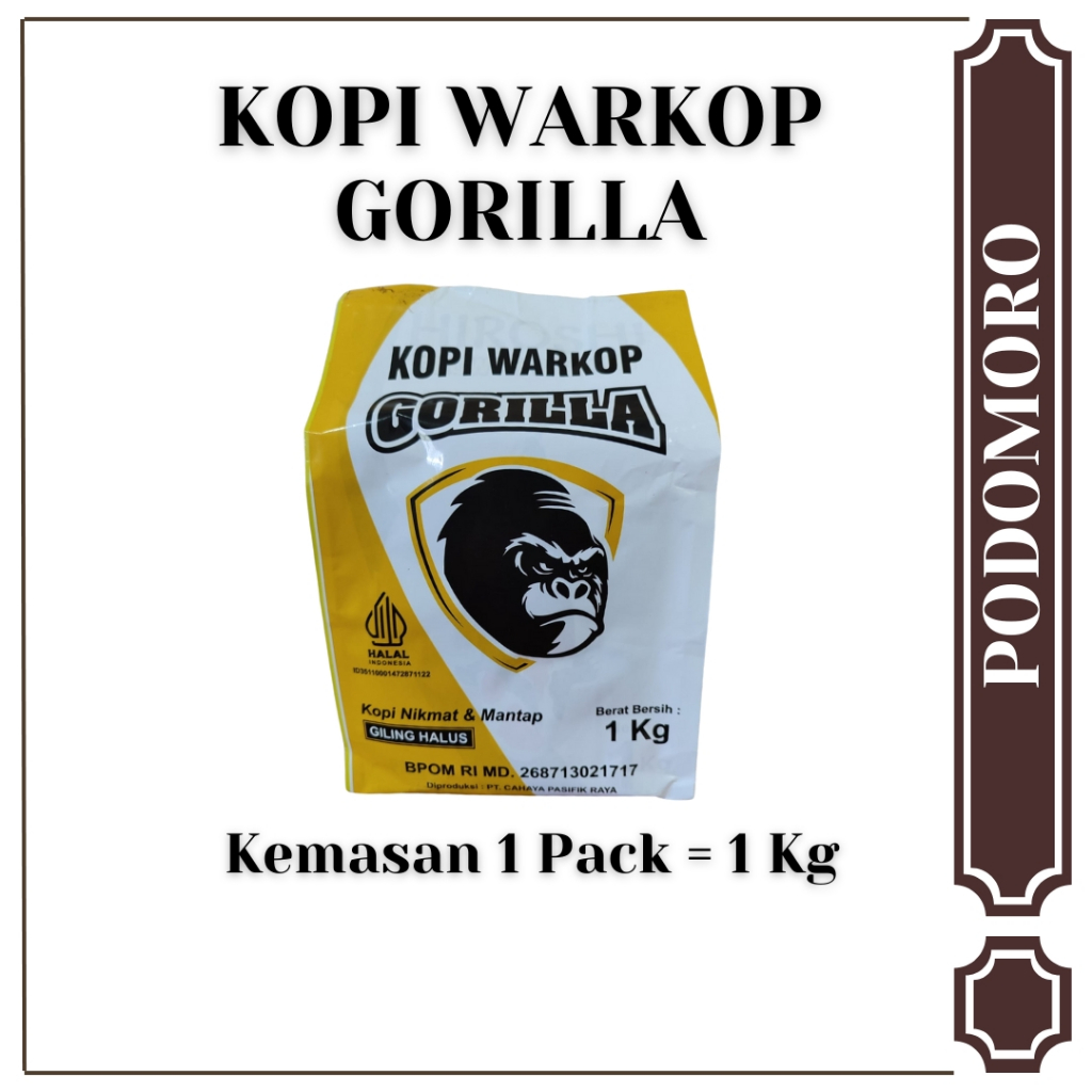 

Kopi Bubuk Hitam Merk Gorilla Kemasan 1 Kg - Kopi Warkop