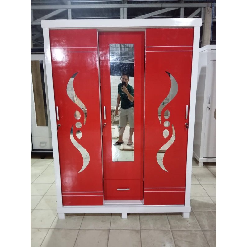 Lemari Baju 3Pintu Geser / Lemari Pakaian 3Pintu Putih / Lemari Baju Minimalis / Lemari Pakaian Slid