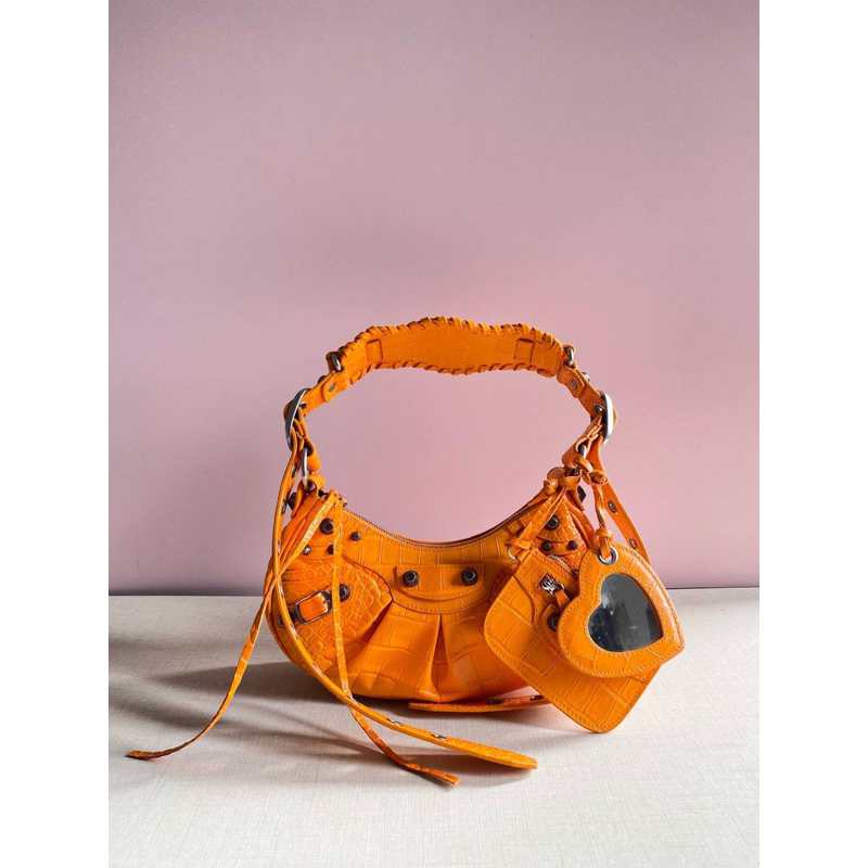 Balenciaga Le cagole XS croco embossed Orange