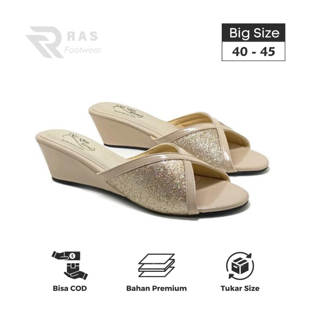 RAS Footwear - Sandal Wedges Wanita Pesta Formal Kondangan Big Size Jumbo Selop Slip On