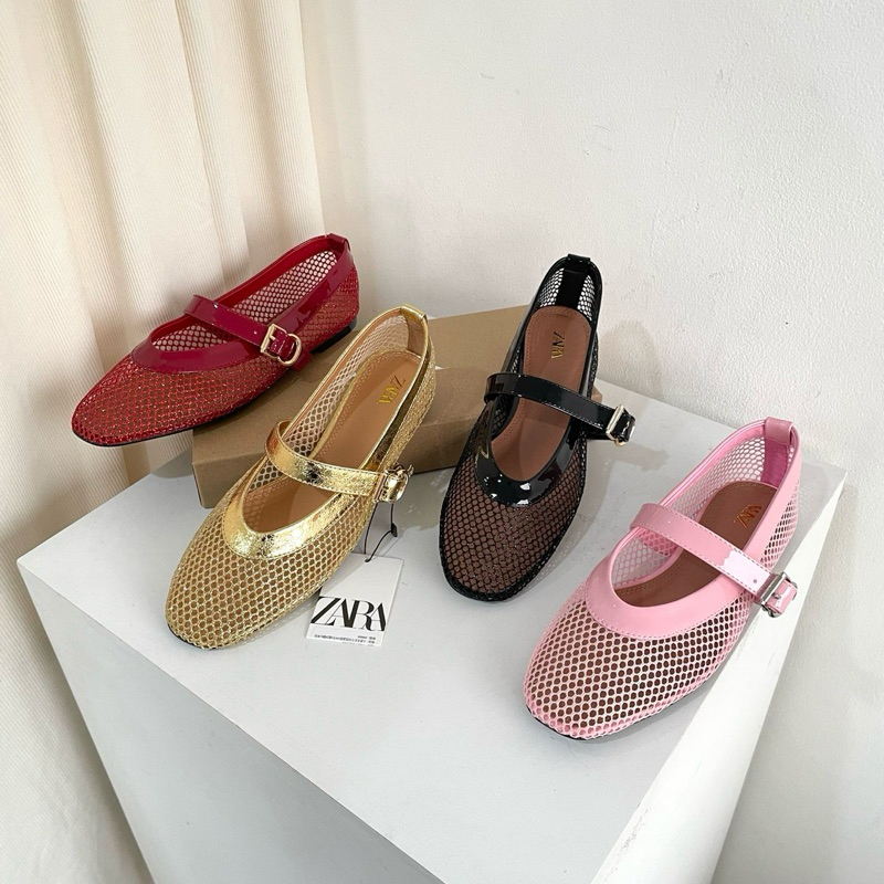 Net flatshoes sepatu jaring wanita by Zara high quality fashion shoes sepatu flat wanita kantor kerj