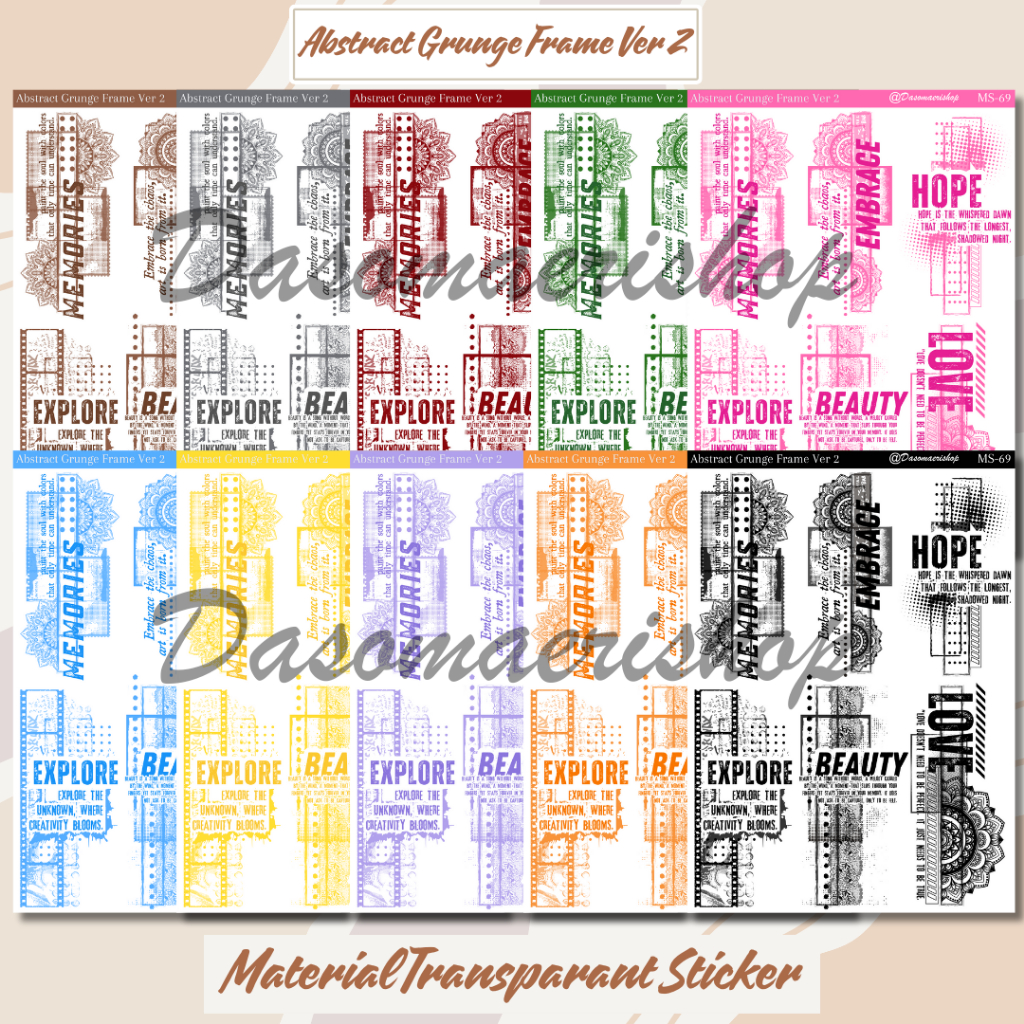

Sticker Deco Abstract Grunge Ver 2 Frame Stiker Dekorasi Journal Scrapbook Handmade by Dasomaerishop