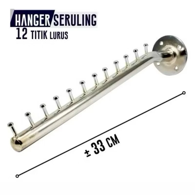 Hanger Baju suling belalai tembok 12 Paku Stainless / Gantungan Display Toko Gantungan Baju 6 paku ,