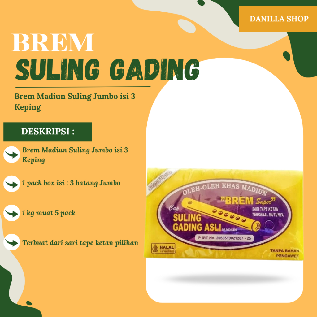 

Brem Madiun Suling Jumbo isi 3 Keping Premium