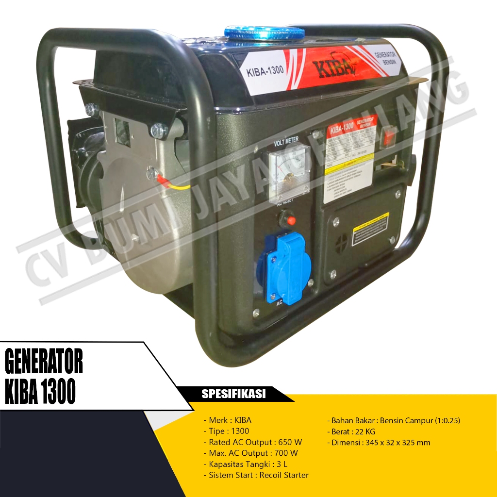 MENSIN GENSET / GENERATOR BENSIN KIBA 1300 - 700 WATT
