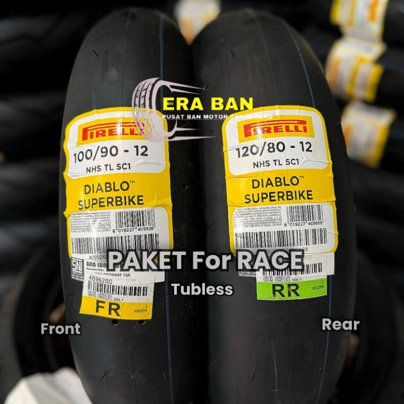 PAKET Ban Pirelli Diablo Superbike 100/90-12 & 120/80-12 For Race / Daily - New Beat - Scoopy - Spri
