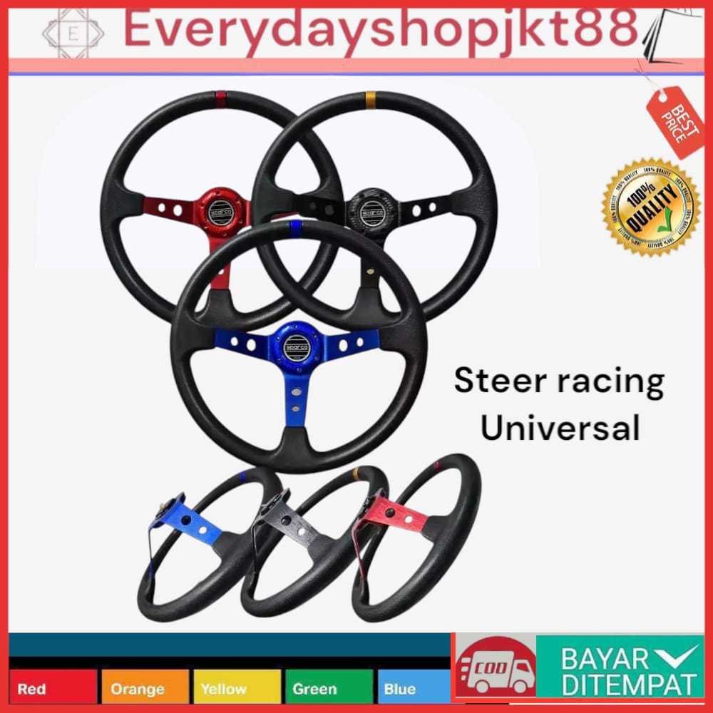 Stir Racing Celong Carbon 14 Inch Universal Setir Racing Cekung Universal Motif Carbon 14 inch Stir 