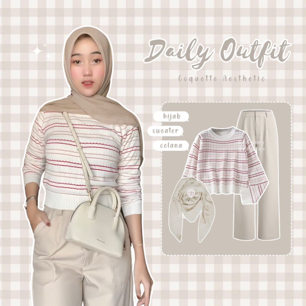 dreamydresses - One Set Korean Style 1 Set Outfit Cewek One Set Hijab Outfit bisa COD - AA391