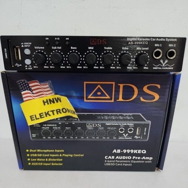 Preamp pream parametrik USB equalizer ADS audio mobil AB 999 KEQ USB